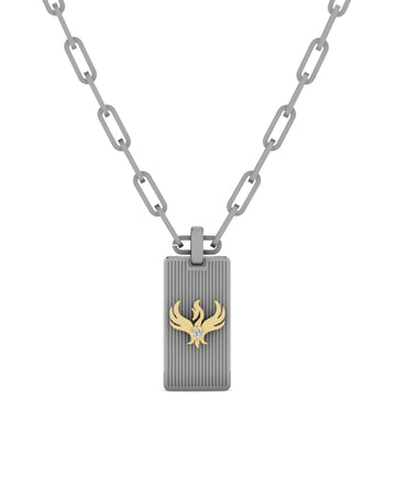 Linear Edge Phoenix Crest Tag Pendant